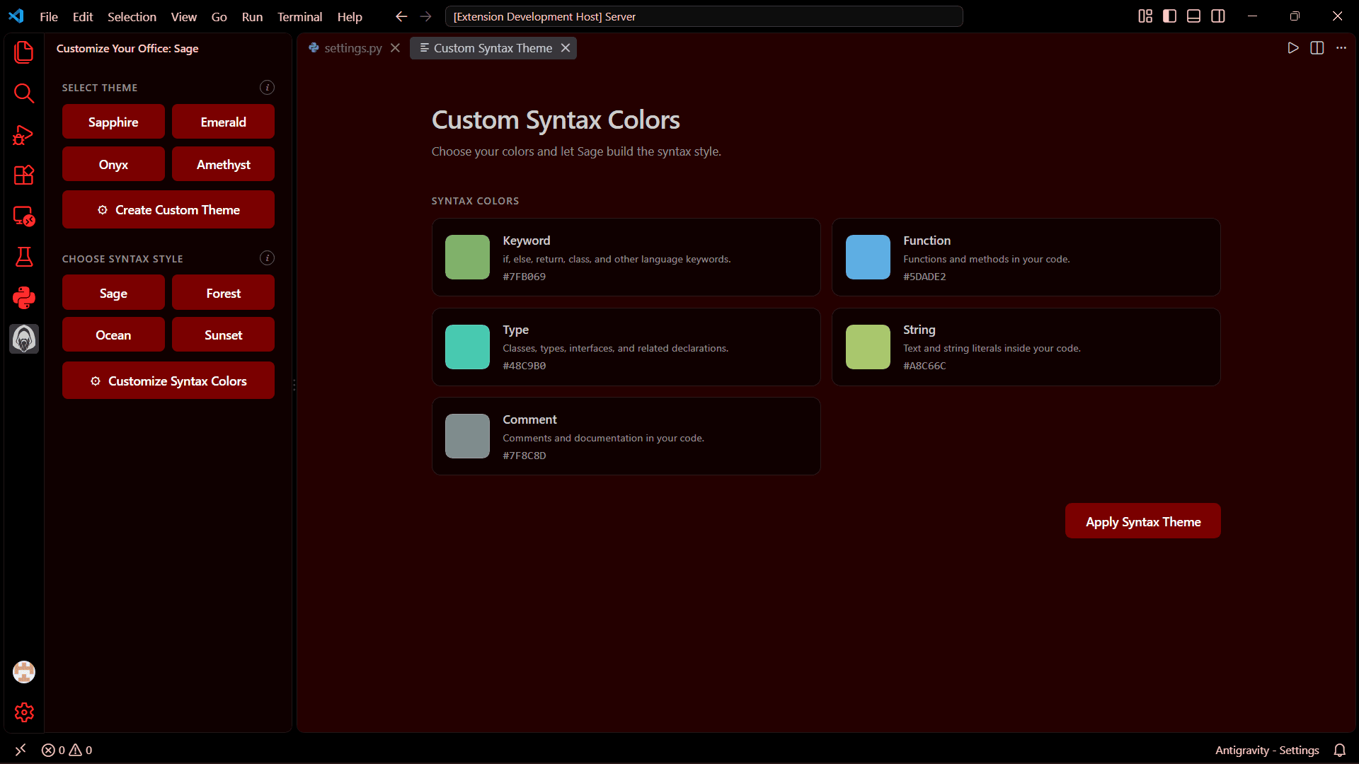SageArt theme builder placeholder