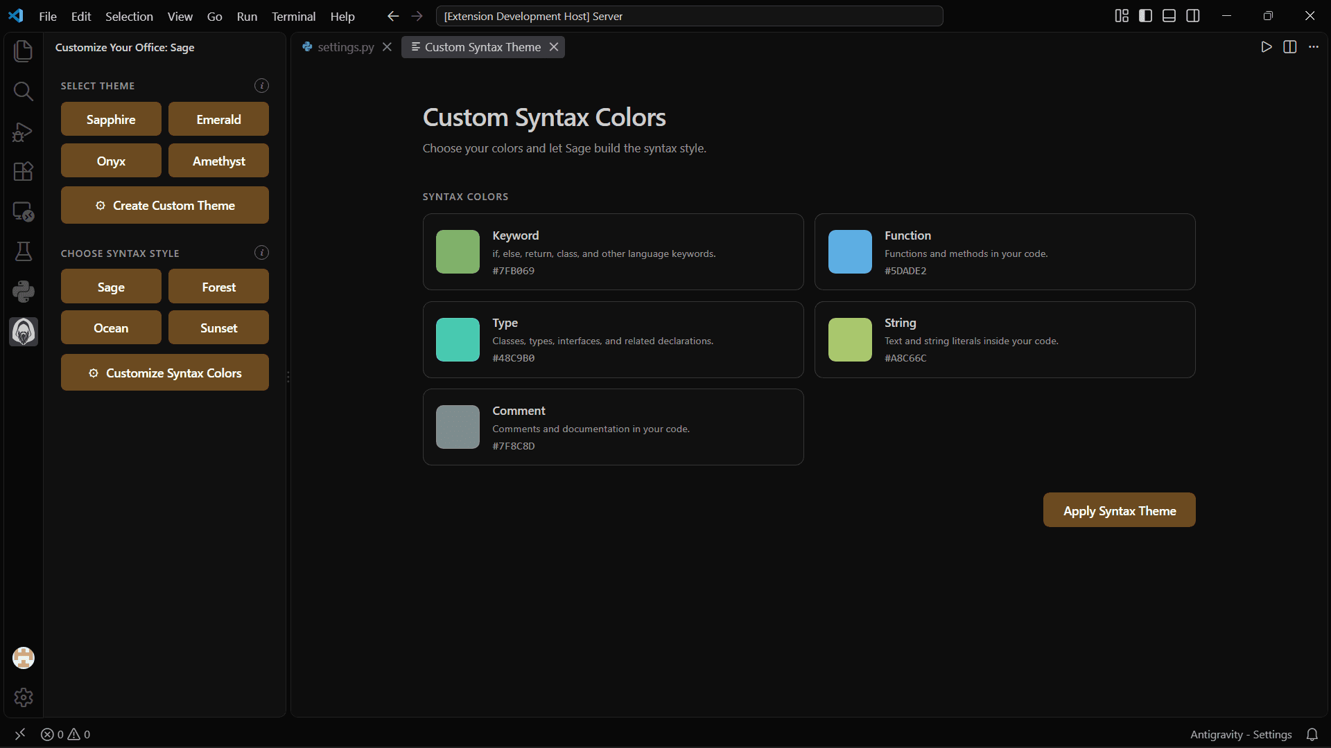 SageArt sidebar placeholder